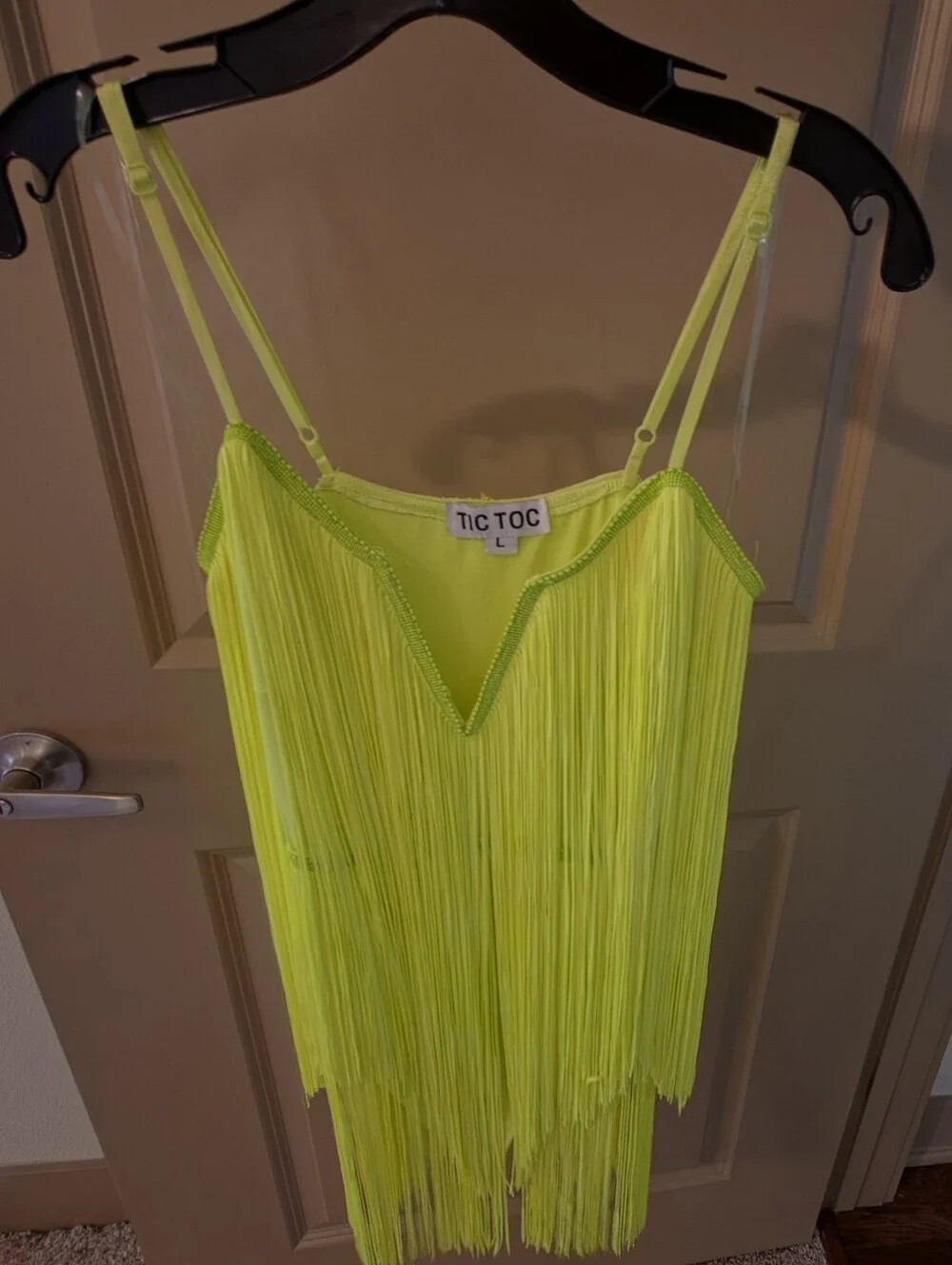 Vibrant Lime Green Carnival Fringe Dress